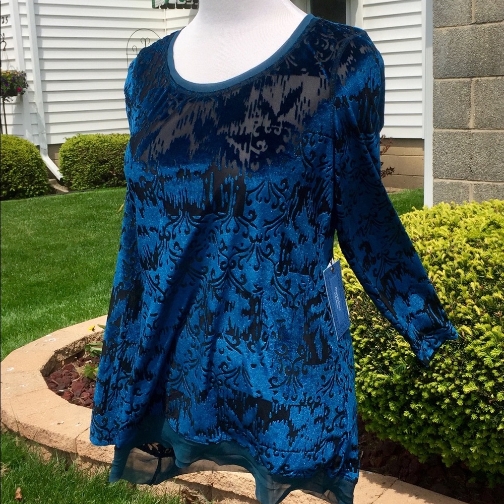 💥SOLD!💥 NWT Dark teal/blue long-sleeve blouse